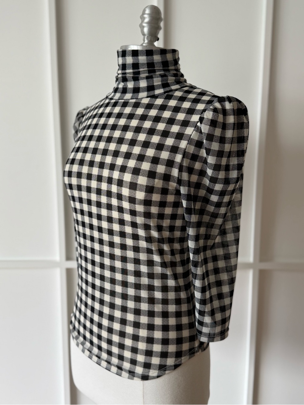 Free People Gather Black & White Gingham Turtleneck - Picture 11 of 17